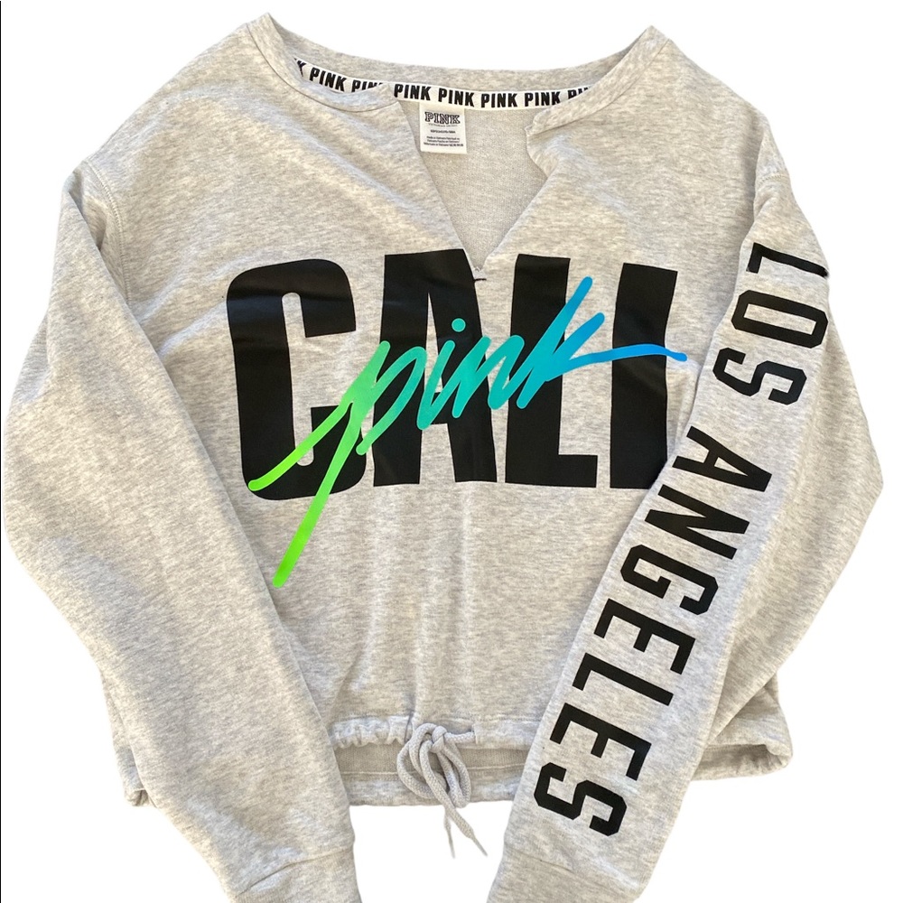 pink cropped crew neck